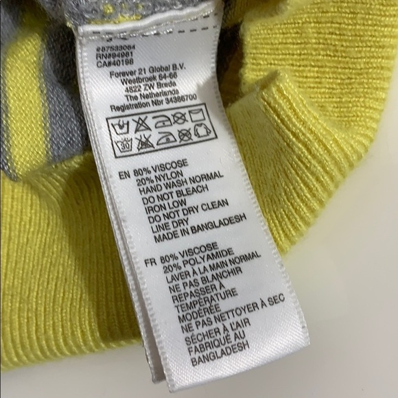 Forever 21 yellow and grey striped cardigan sweater small - Picture 8 of 8